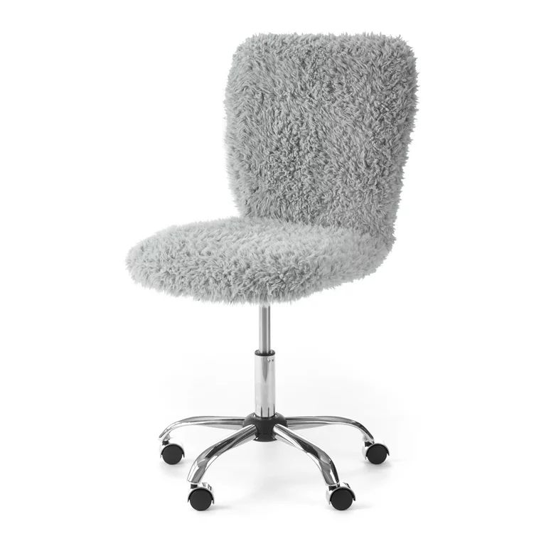 Urban Shop Faux Fur Armless Swivel Task Office Chair, Gray | Walmart (US)