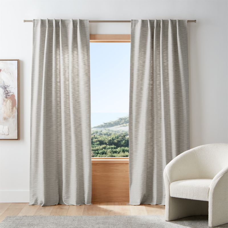 Desmond Cotton Pebble Grey Window Curtain Panel with Lining 52"x120" + Reviews | Crate & Barrel | Crate & Barrel