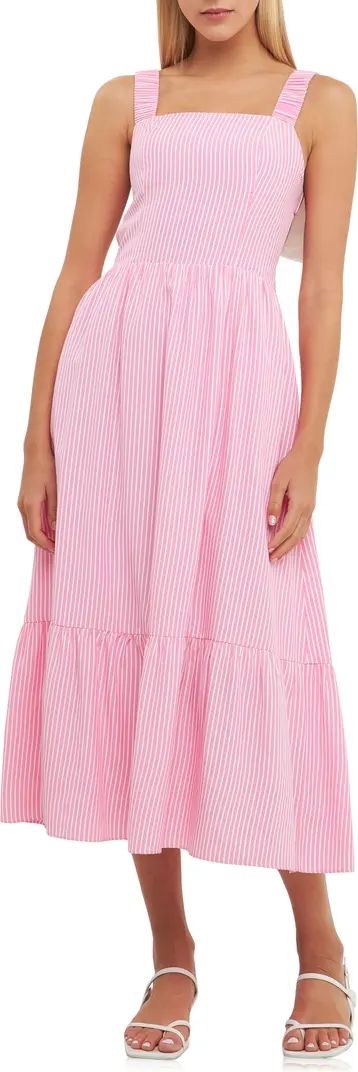 Pinstripe Contrast Bow Sundress | Nordstrom