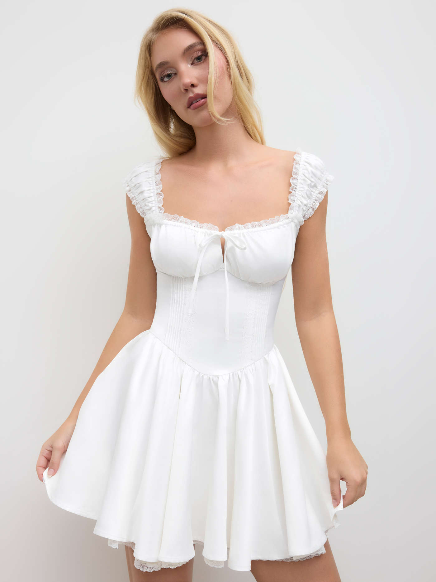 Sweetheart Lettuce Trim Ruffle Knotted Mini Dress... | Cider