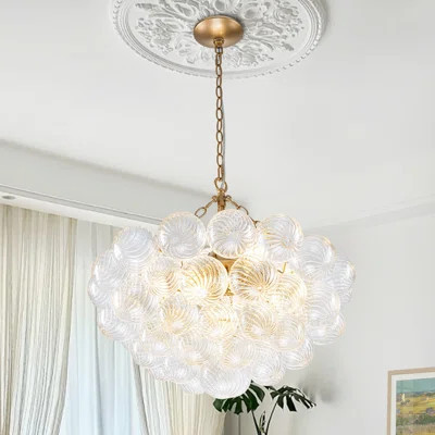 Dimmable Nordic Bubble Ball Chandelier with Golden Accents | Wayfair North America