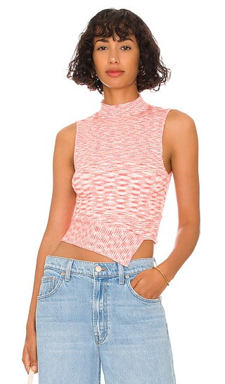 Samaria Mock Neck Top in Salmon | Revolve Clothing (Global)