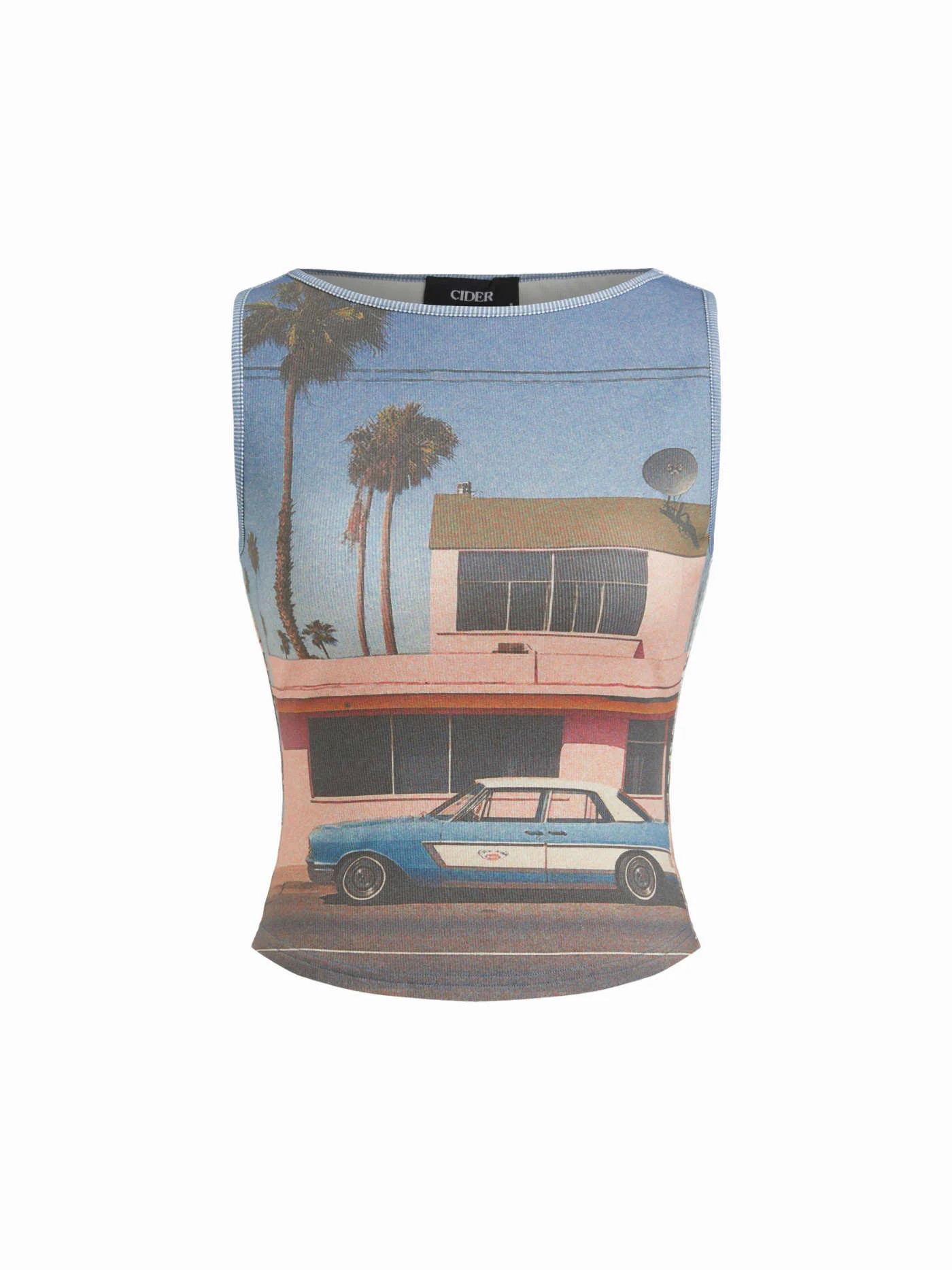 Cotton-blend Boat Neck Graphic Tank Top | Cider