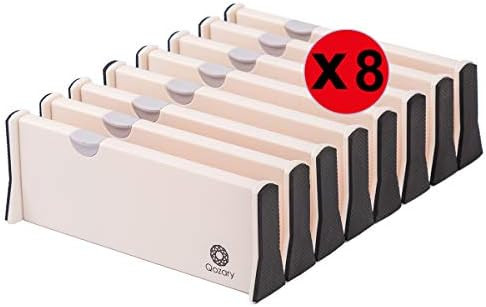 Qozary 8 Pack Adjustable Drawer Dividers Organizer Separators Expandable from 10.9-17.2", Plastic... | Amazon (US)