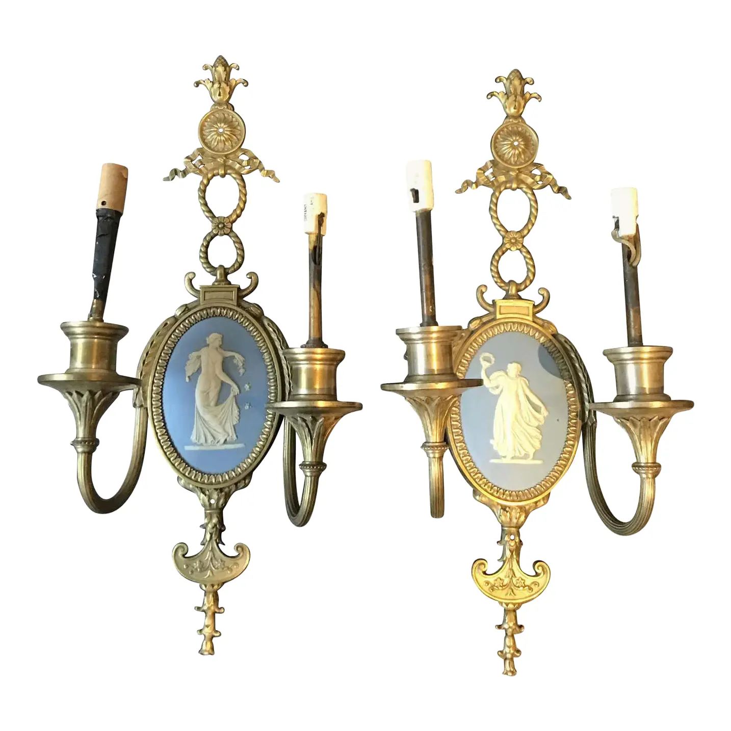1940s Wedgwood Sconces - A Pair | Chairish