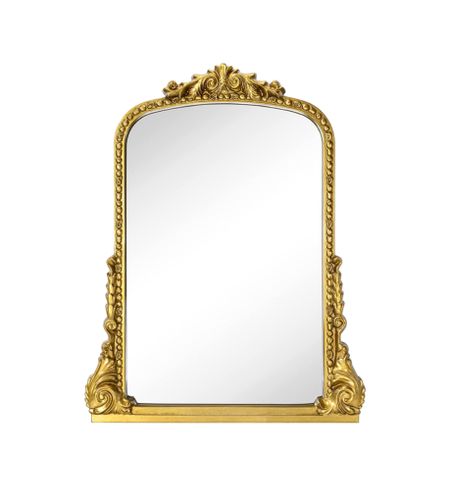 Antqiued Ornate Frame Arch Wall Mirror Gold 