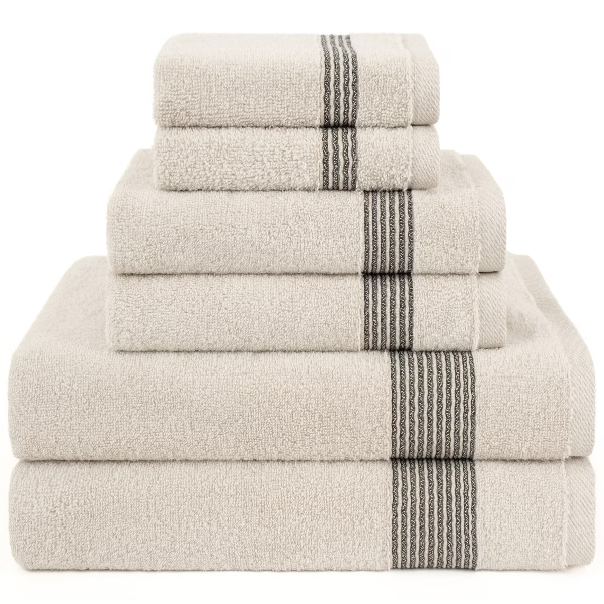 American Soft Linen Pleated Collection 100% Combed Cotton Luxury 6 Piece Towel Set, Zero Twist Ul... | Target