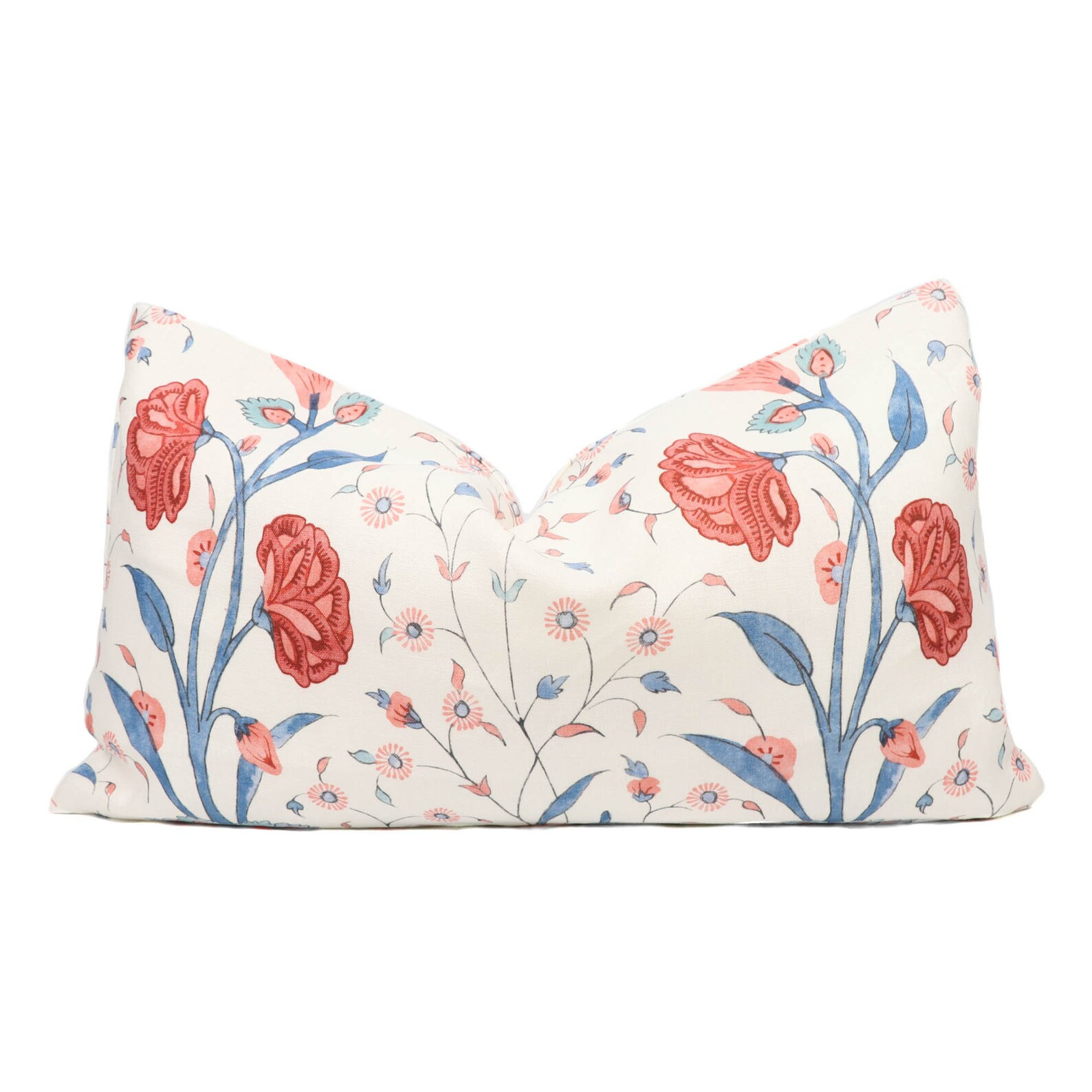 Schumacher Khilana Floral Pillow Cover in Delft & Rose 178330 - Etsy | Etsy (US)