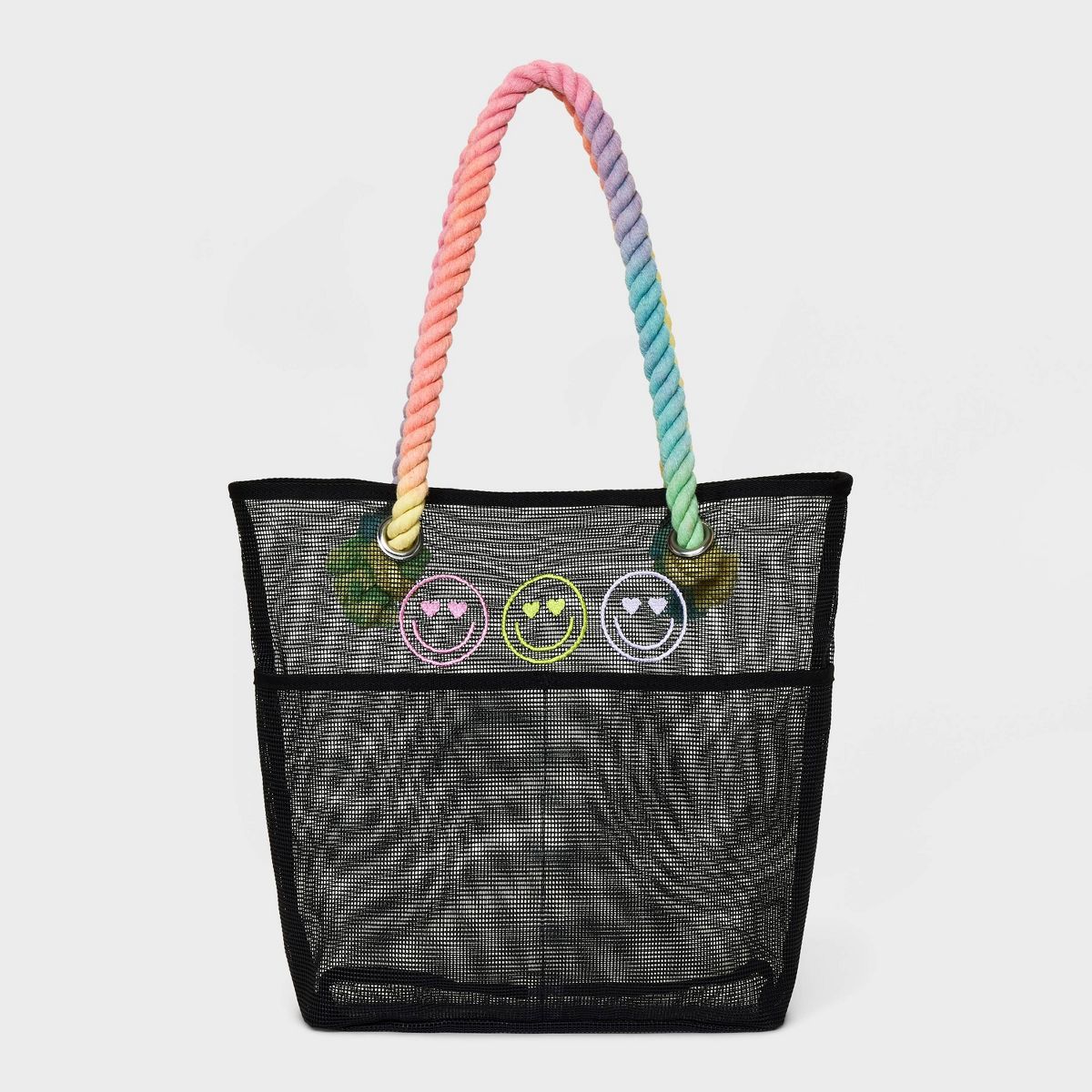 Girls' Smiley Mesh Tote Bag- art class™ Black | Target