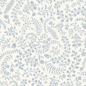 Veronica Quiet Blue  on Cream copy Wallpaper bydanika_herrick | Spoonflower