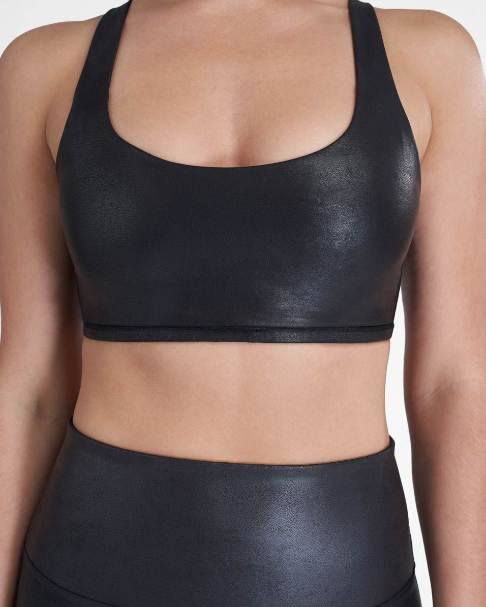 Faux Leather Low Impact Sports Bra | Spanx