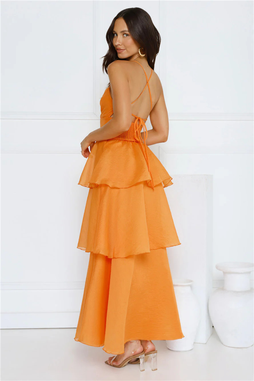 Sunset Waltz Maxi Dress Orange | Hello Molly (US)