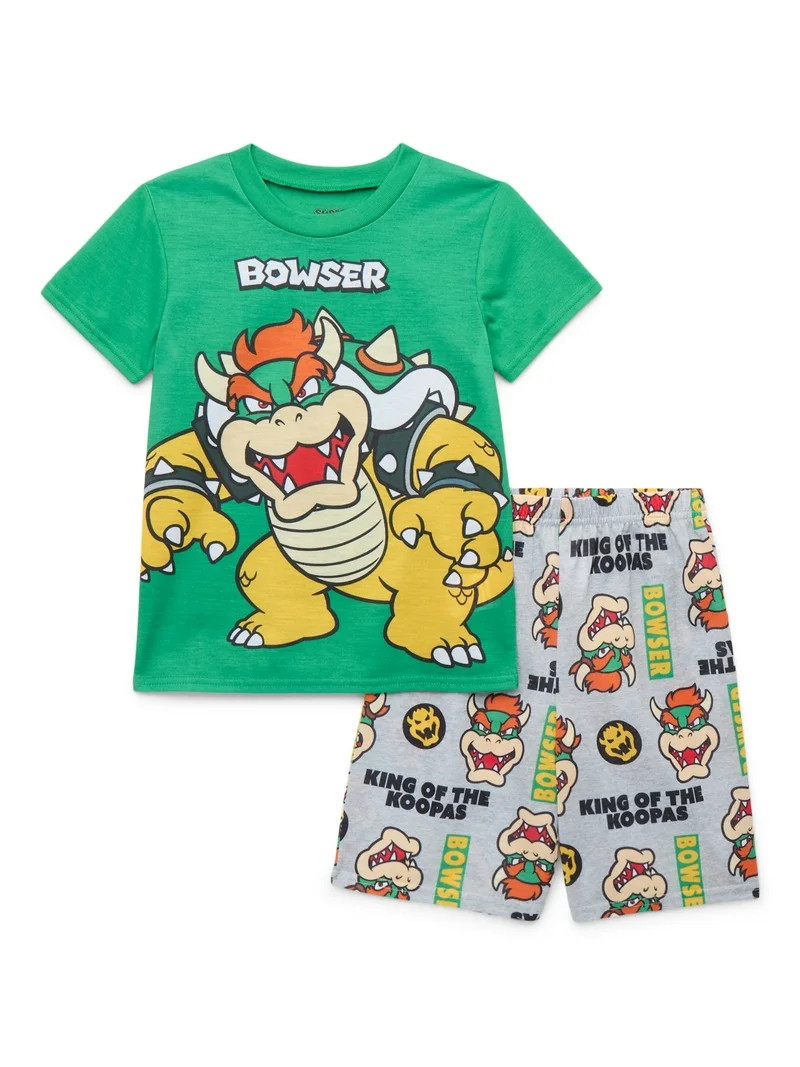 Super Mario Bowser Boys' Tee and Shorts Pajama Set, 2-Piece, Sizes 4-12 | Walmart (US)