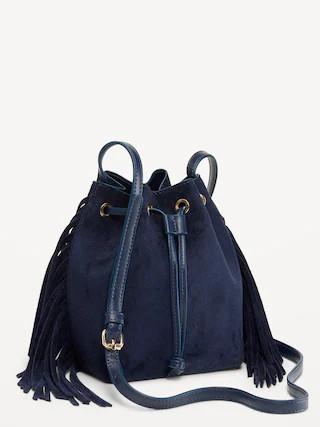 Drawstring Fringe Bucket Bag | Old Navy (US)