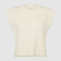 KNITTED V-NECK VEST - COCONUT MILK | WAT The Brand