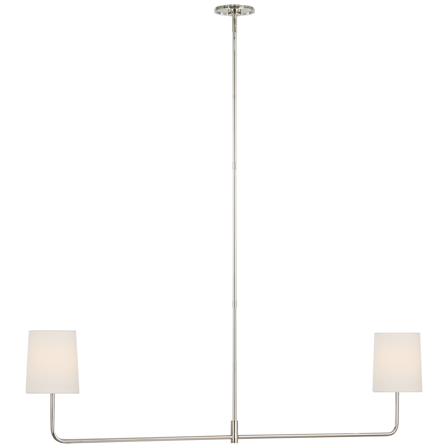 Go Lightly 54" Two Light Linear Chandelier in Polished Nickel with Linen Shades | Visual Comfort
