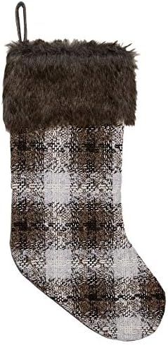 Northlight Buffalo Plaid Christmas Stocking, 18", Brown and White | Amazon (US)