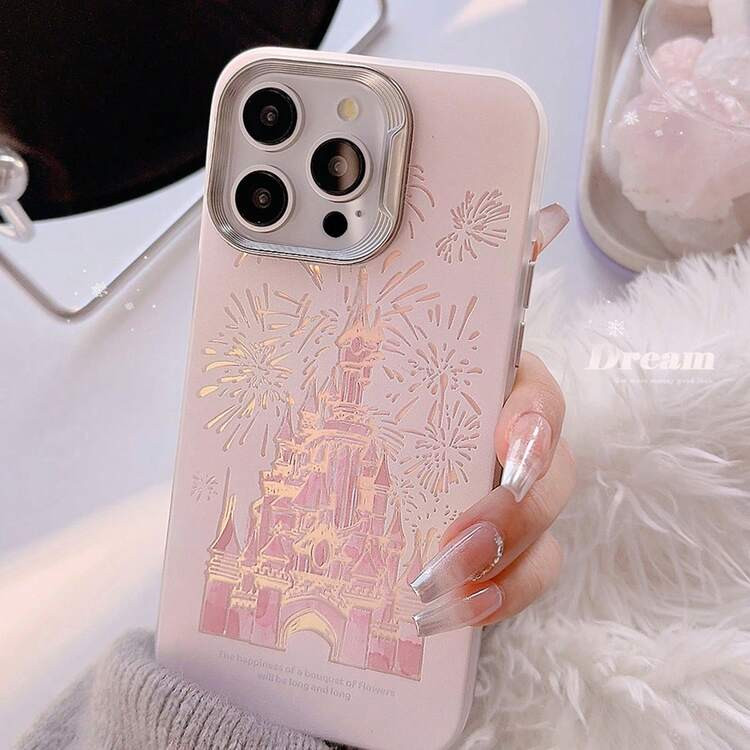 Colorful Fireworks & Dreamy Castle Design 16 Pro Max/14 Pro Max/12 Pro/13 Pro/11/16 Phone Case, Delicate & Feminine Gradient Protective Cover Waterproof Shockproof Anti-Fall Scratch Resistant | SHEIN