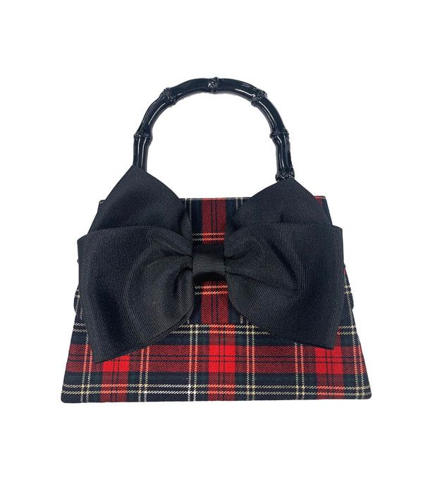 Lulu - Red Plaid with the Sammy Bow - Black Bamboo Handle | Lisi Lerch Inc