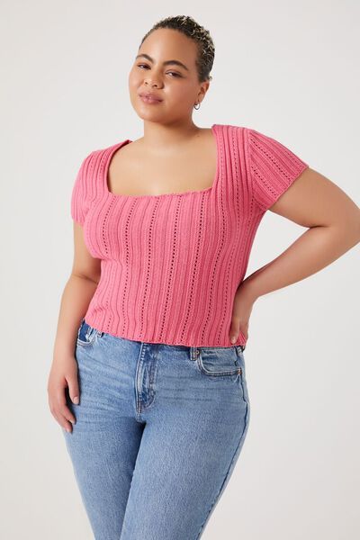 Plus Size Sweater-Knit Crochet Top | Forever 21