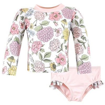 Hudson Baby Girls Swim Rashguard Set, Vintage Blossom | Target