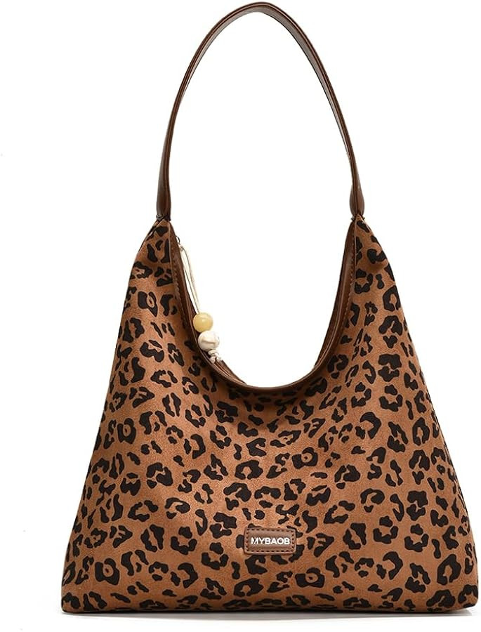 YFGBCX Suede Tote Bags for Women Suede Bag Fall Purse Retro Suede Leopard Purse Slouchy Hobo Bag ... | Amazon (US)