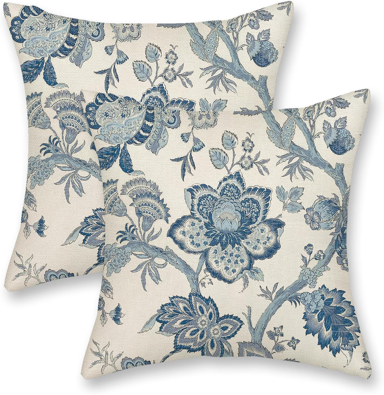 Spring Navy Blue Pillow Covers 18x18 Inch 2 Pcs Chinoiserie Floral Decor Throw Pillows Boho Vinta... | Amazon (US)