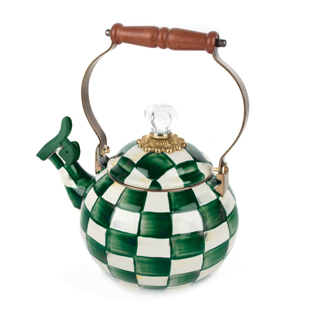 Emerald Check Whistling Tea Kettle | MacKenzie-Childs