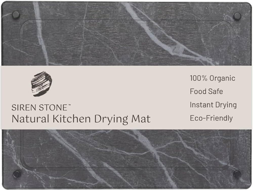 LARGE Siren Stone Natural Dish Drying Mat for Kitchen Counter - Premium Diatomaceous Earth Mat | ... | Amazon (US)