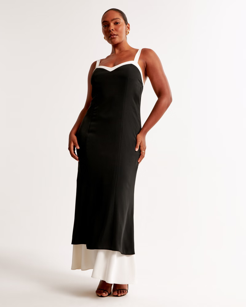 Women's The A&F Julia Slip Contrast Tie-Back Maxi Dress | Women's Dresses & Jumpsuits | Abercromb... | Abercrombie & Fitch (US)