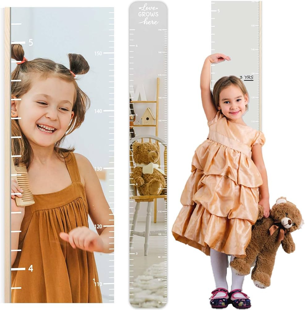 Garybank Growth Chart Mirror for Kids, Solid Wood Height Chart for Kid, Fodable Height Measuremen... | Amazon (US)