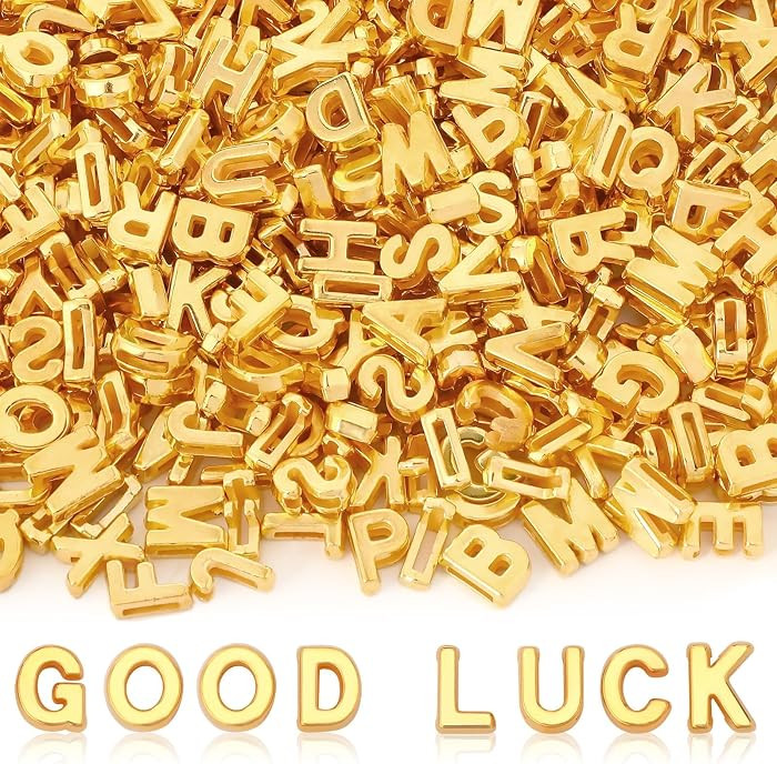 400Pcs Gold Large Alphabet Letter Beads for Keychains Jewelry Crafts | Amazon (US)