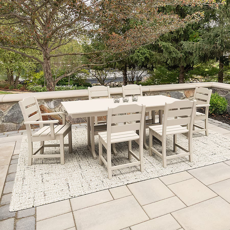 allen + roth by POLYWOOD Oakport 7 -Piece Sand Patio Dining Set Plastic Rectangle Table with 6 St... | Lowe's