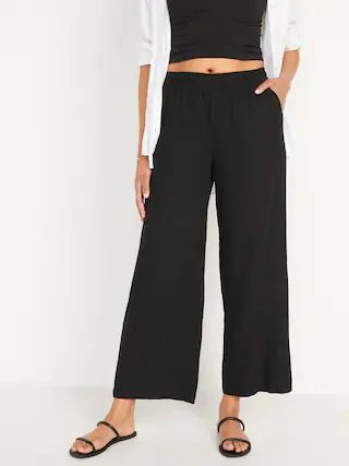 High-Waisted Linen-Blend Wide-Leg Pants for Women | Old Navy (US)