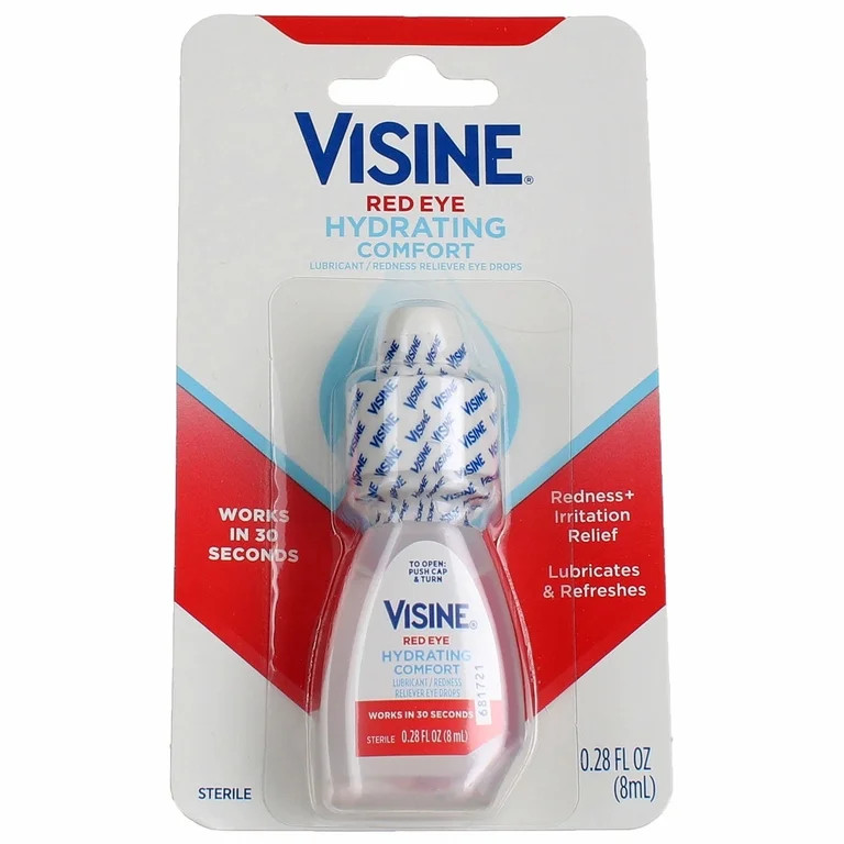 Visine Red Eye Hydrating Comfort Redness Relief Lubricating Eye Drops, 0.28 fl. oz 1 ea (Pack of ... | Walmart (US)