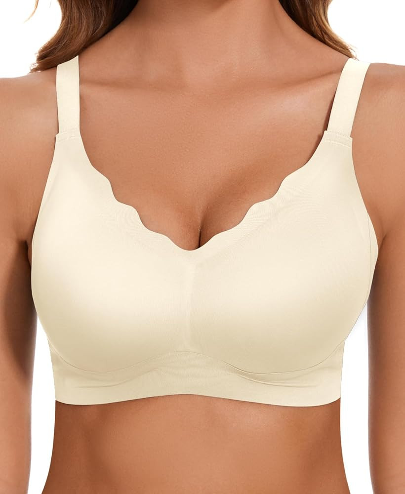 Smooth Bras for Women with Waved V Shaped, Seamless Wirefree Bralettes Cloud Feel Everyday T Shir... | Amazon (US)