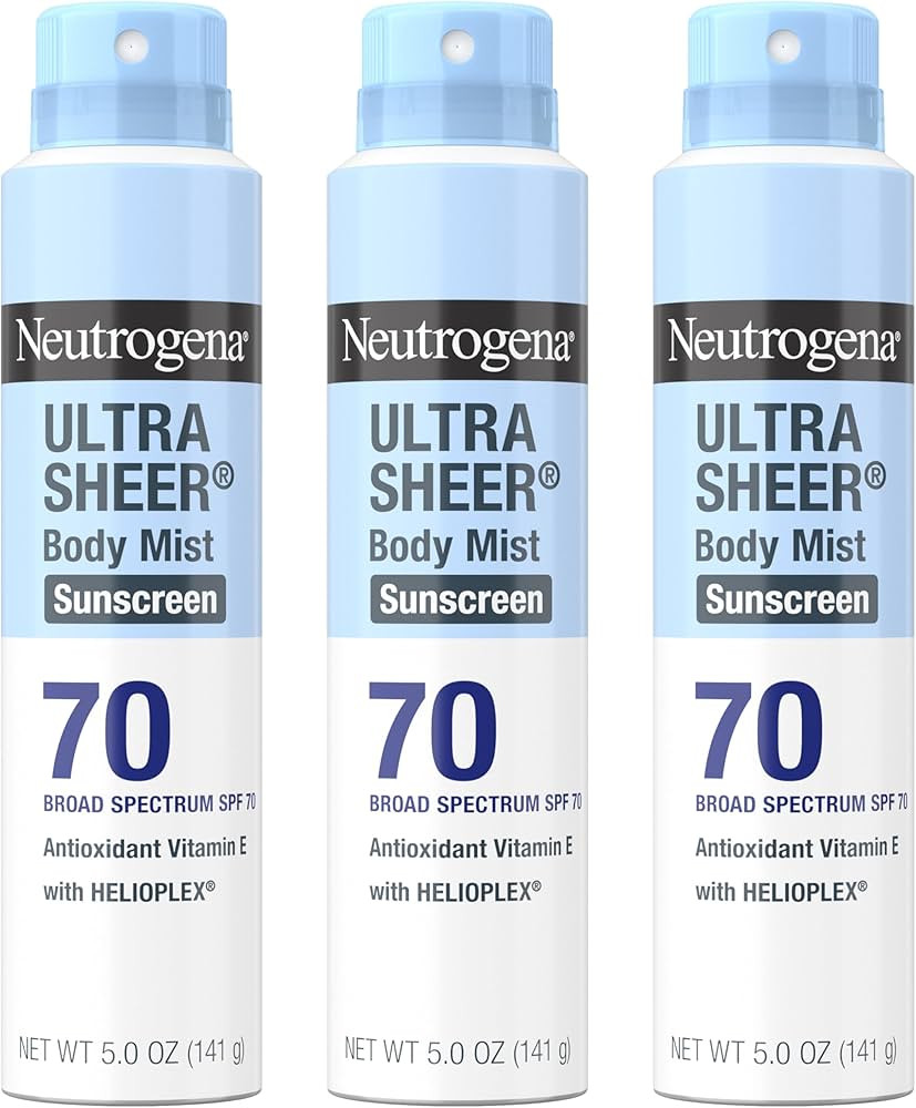 Neutrogena Ultra Sheer Body Mist Sunscreen Spray, Broad Spectrum SPF 70, Lightweight Spray Sunscr... | Amazon (US)