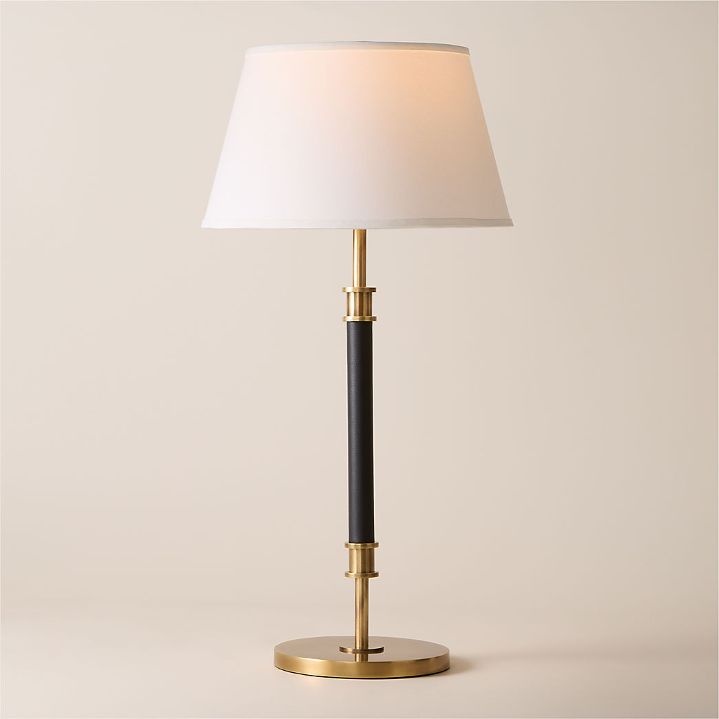 Viator Wrapped Black Leather Table Lamp + Reviews | CB2 | CB2