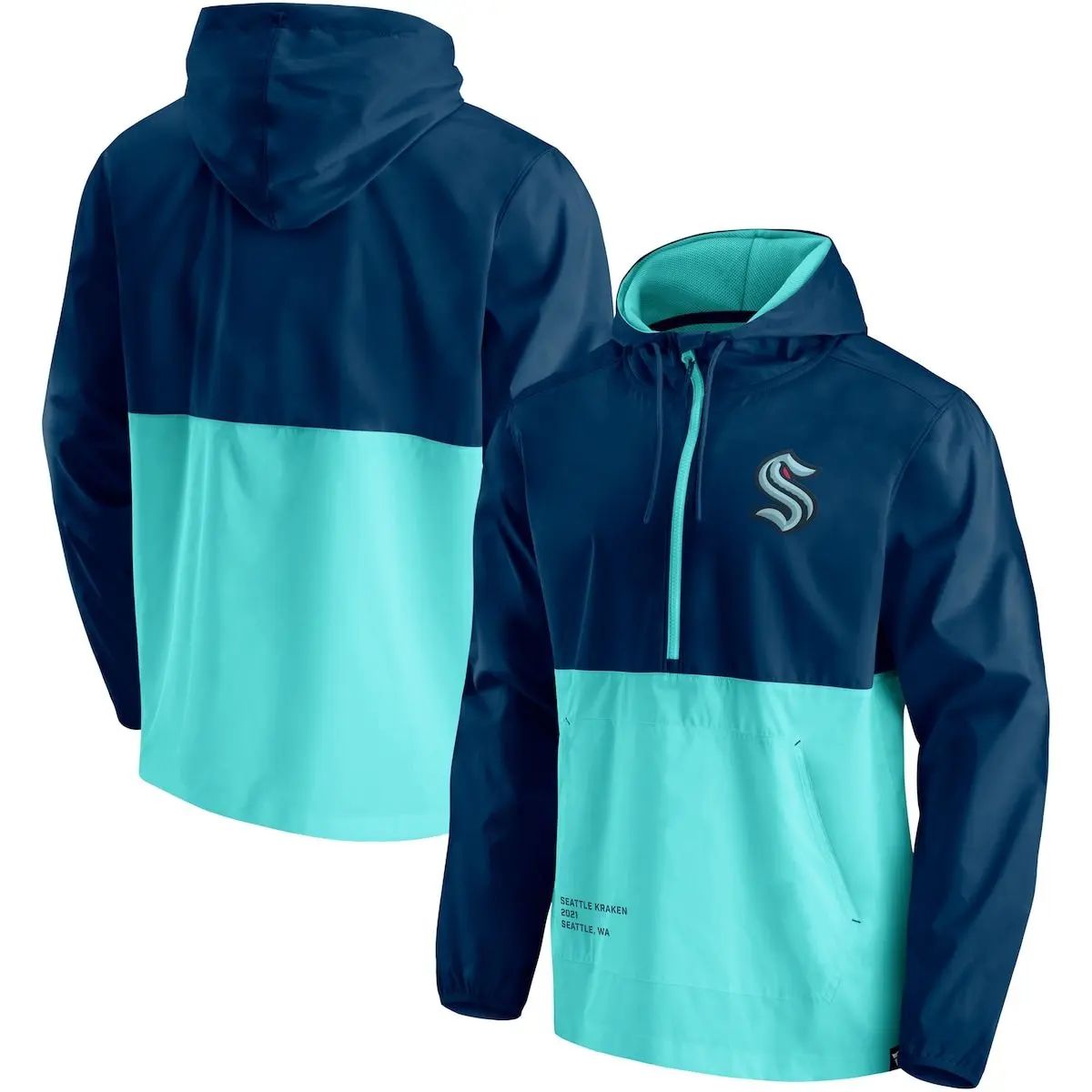 Men's Fanatics Branded Deep Sea Blue/Blue Seattle Kraken Thrill Seeker Anorak Half-Zip Jacket in Nav | Nordstrom