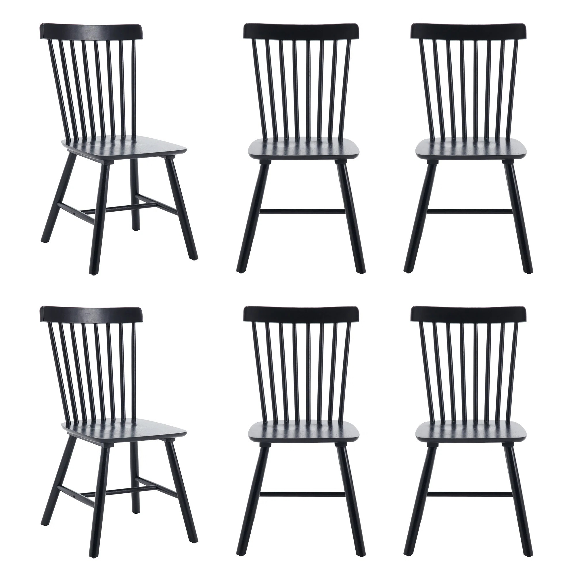 Mid Century Windsor Back Solid Wood Dining Chair, Farmhouse Slat Back Side Chair For Kitchen/Dini... | Wayfair North America