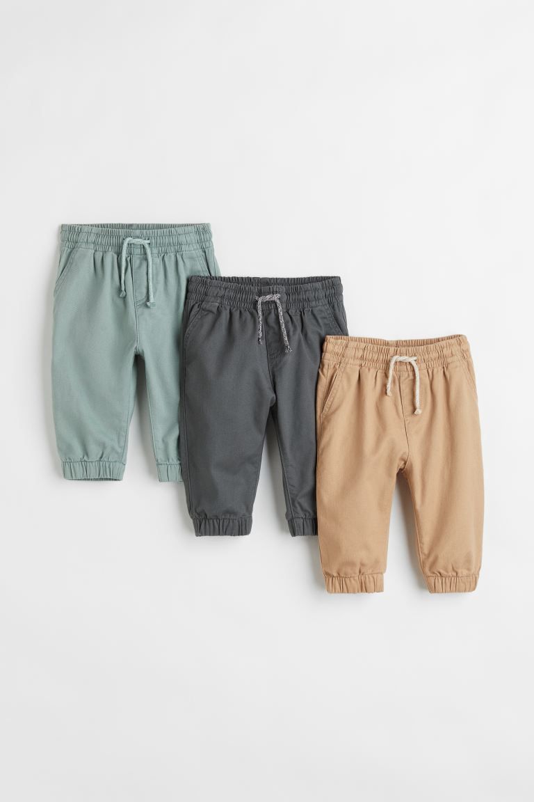 3-pack Cotton Twill Joggers | H&M (US + CA)