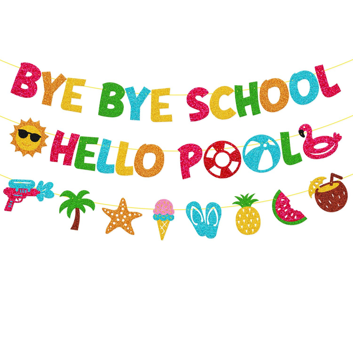 Bye Bye School Hello Pool Banner Last Day of School Party Decorations End of School Year Summer V... | Amazon (US)