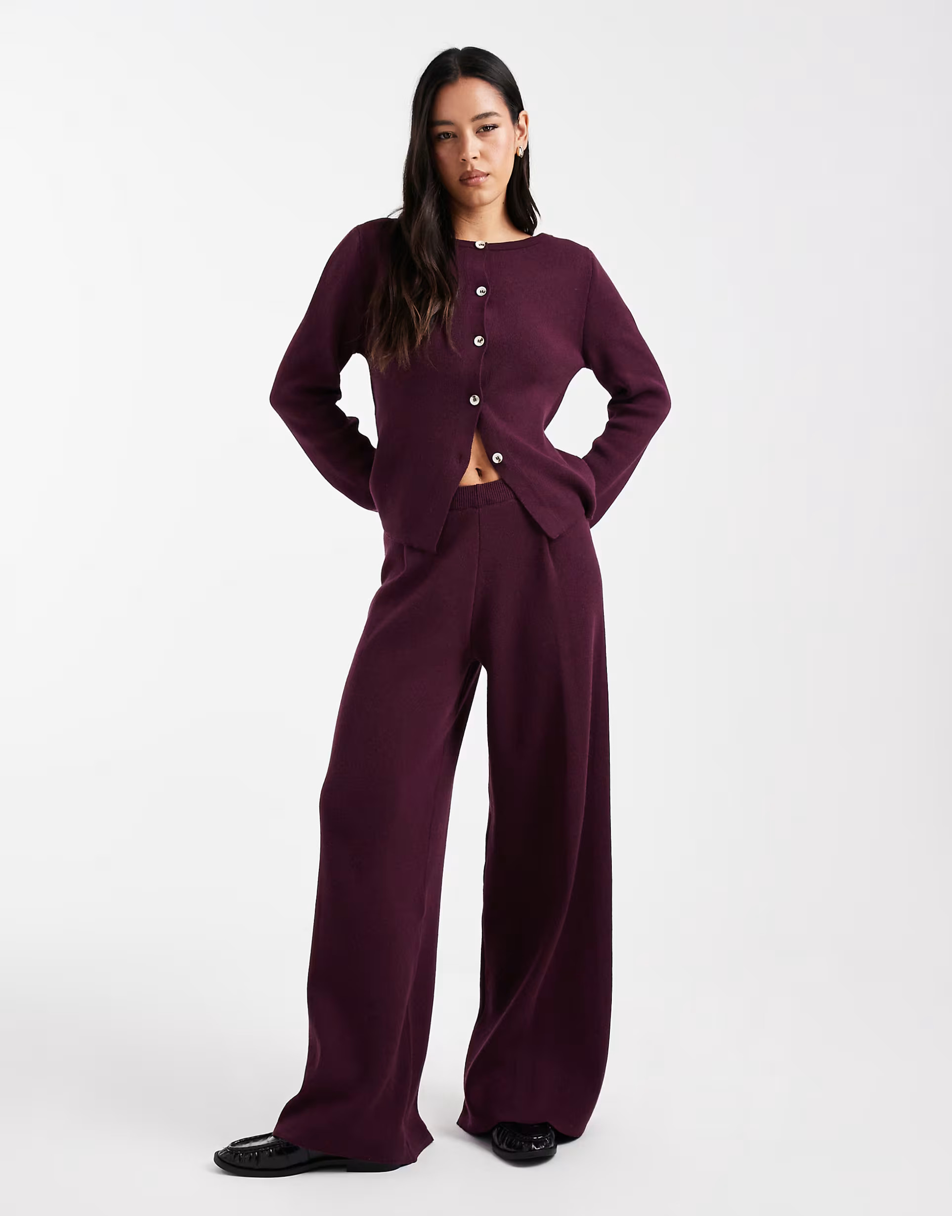ASOS DESIGN knitted trouser co-ord in plum | ASOS | ASOS (Global)