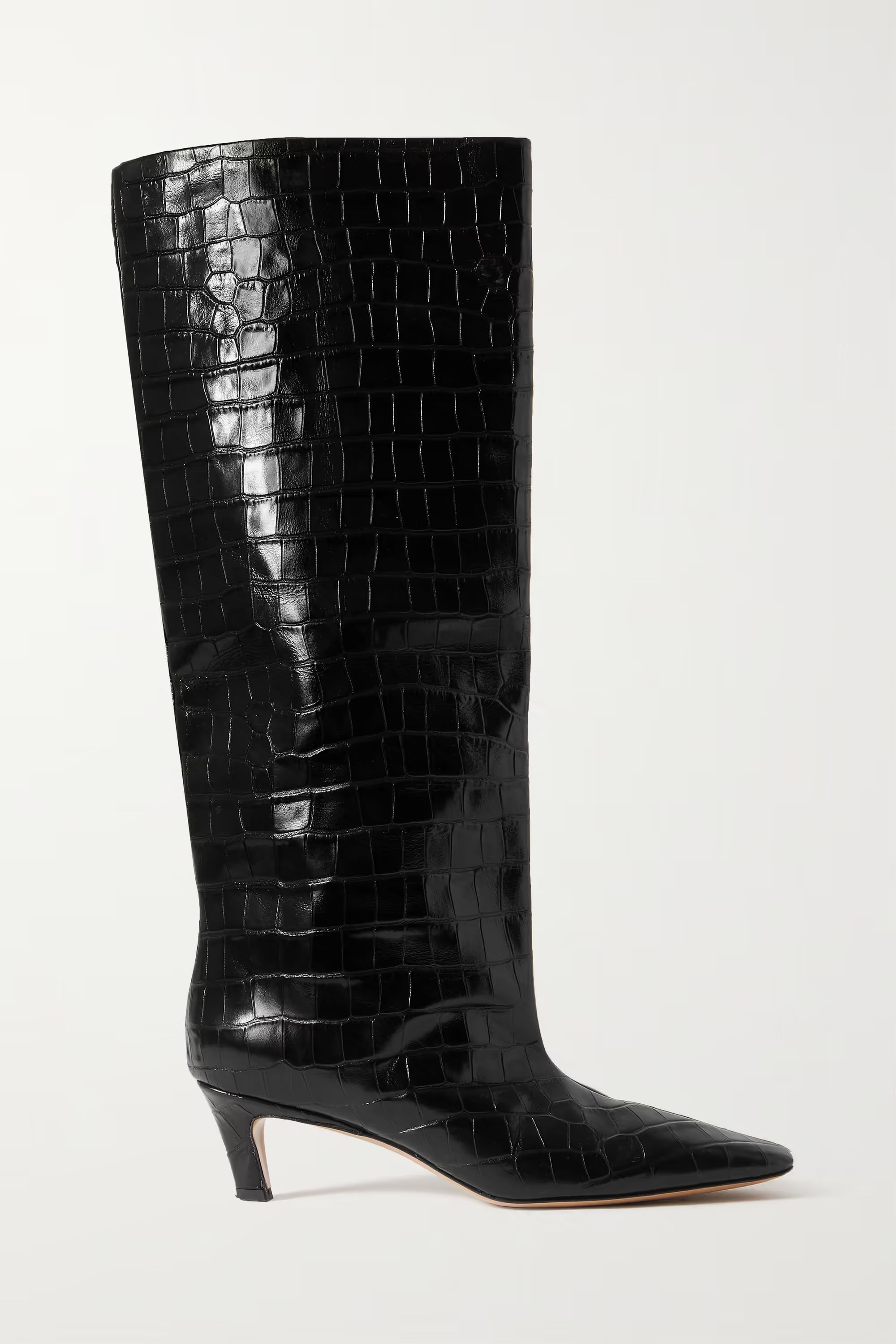 Croc-effect leather knee boots | NET-A-PORTER (US)