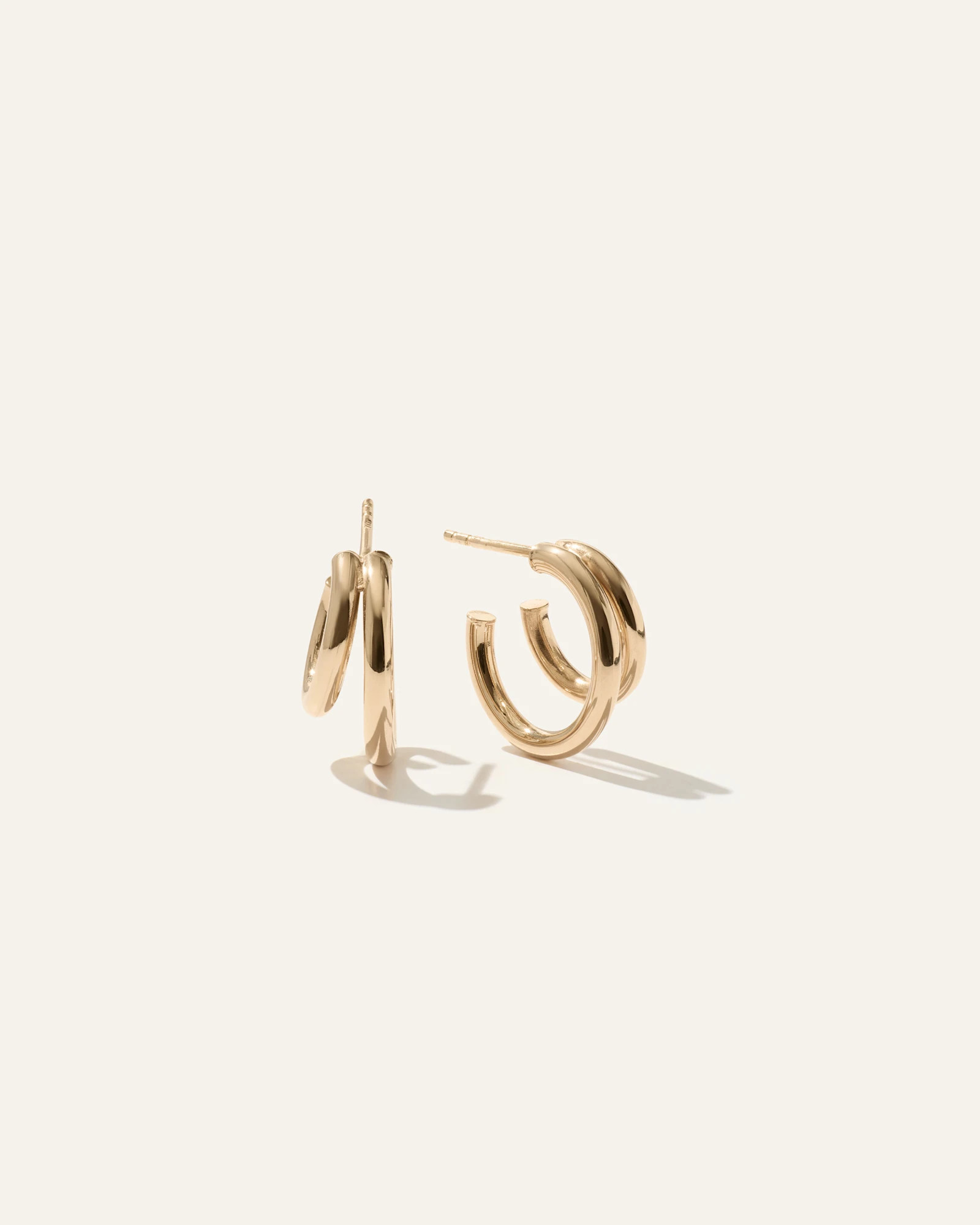 14K Gold Double Loop Huggies in Yellow Gold | Quince