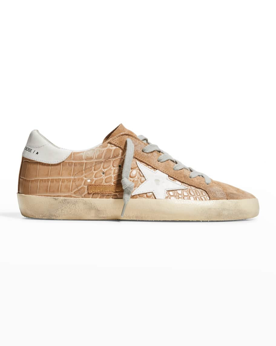Golden Goose Superstar Croco Leather Low-Top Sneakers | Neiman Marcus