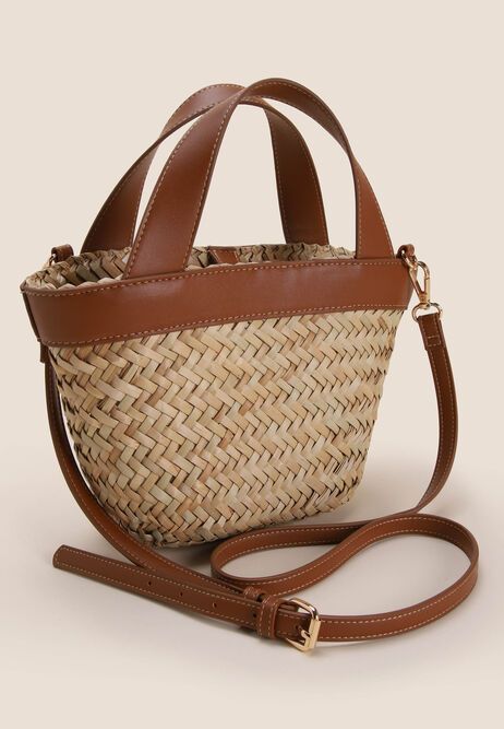 Womens Straw Small Basket Tote Bag | Peacocks