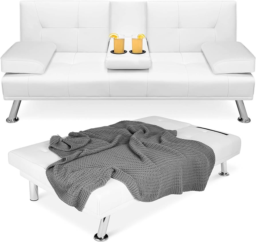 Best Choice Products Faux Leather Upholstered Modern Convertible Futon, Adjustable Folding Sofa B... | Amazon (US)