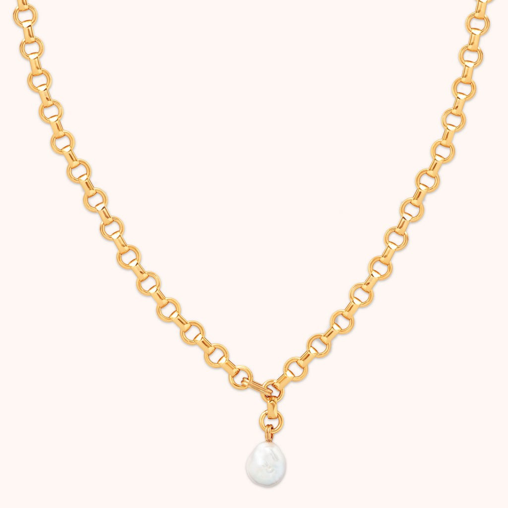 Serenity Pearl Link Chain Necklace in Gold | Astrid and Miyu