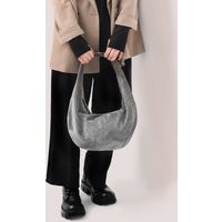 Suede Hobo Bag - Leather Grey Purse Medium Shoulder in Fashion Women's Raunded Gift For Her | Etsy (US)
